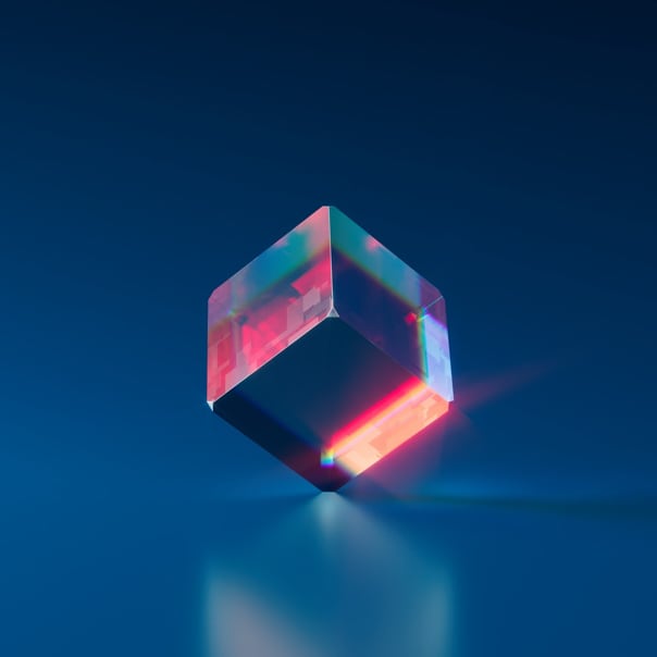 Red and blue NFT cube